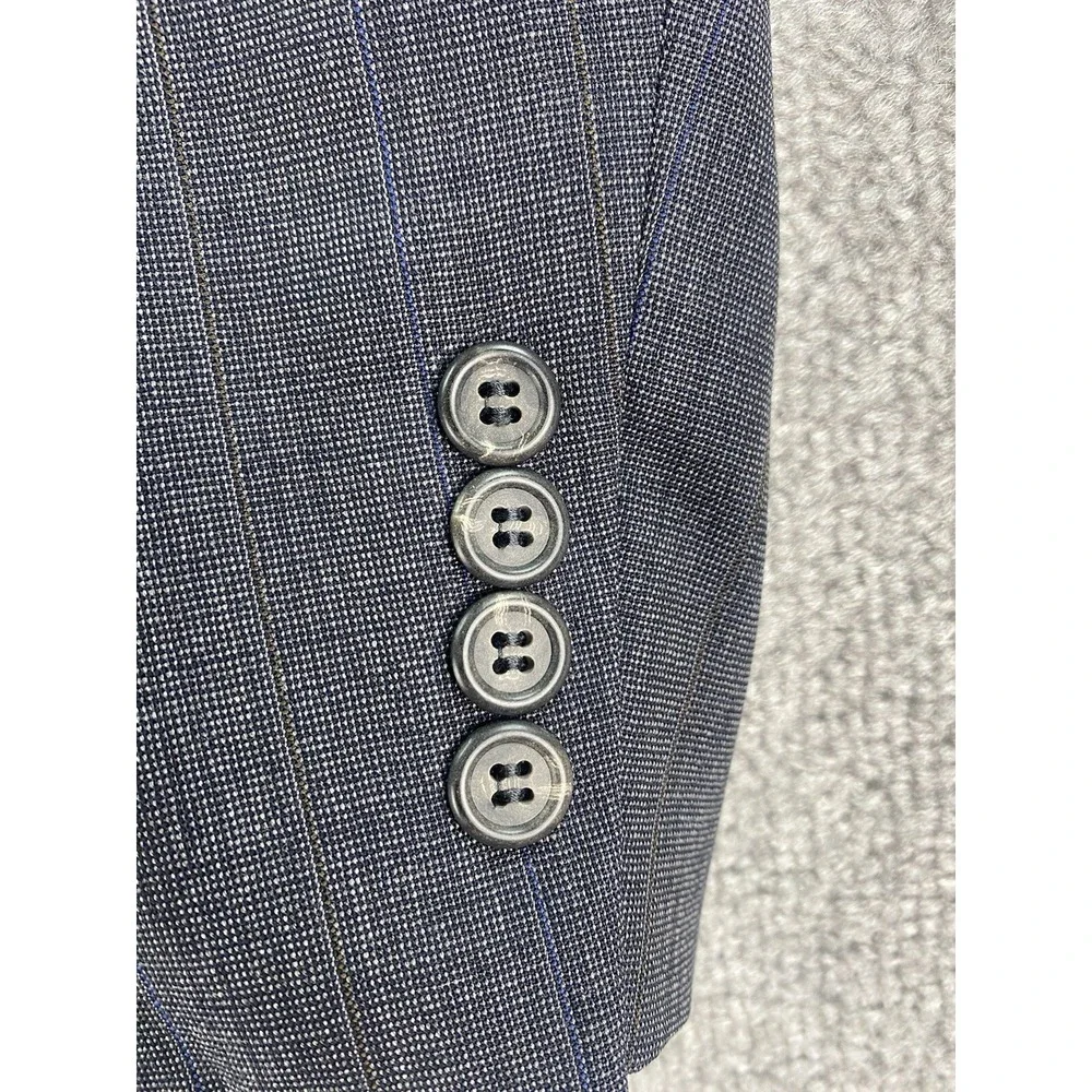 Polo University Club Suit Jacket 42 R Gray Wool Windowpane Ralph Lauren 90s USA